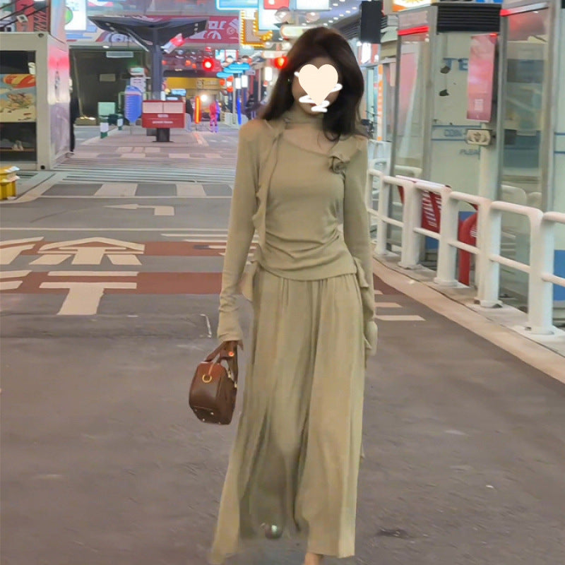Style Long Sleeve Dress for Women, Elegant High-Waisted Long Dress Suit, Petite Friendly