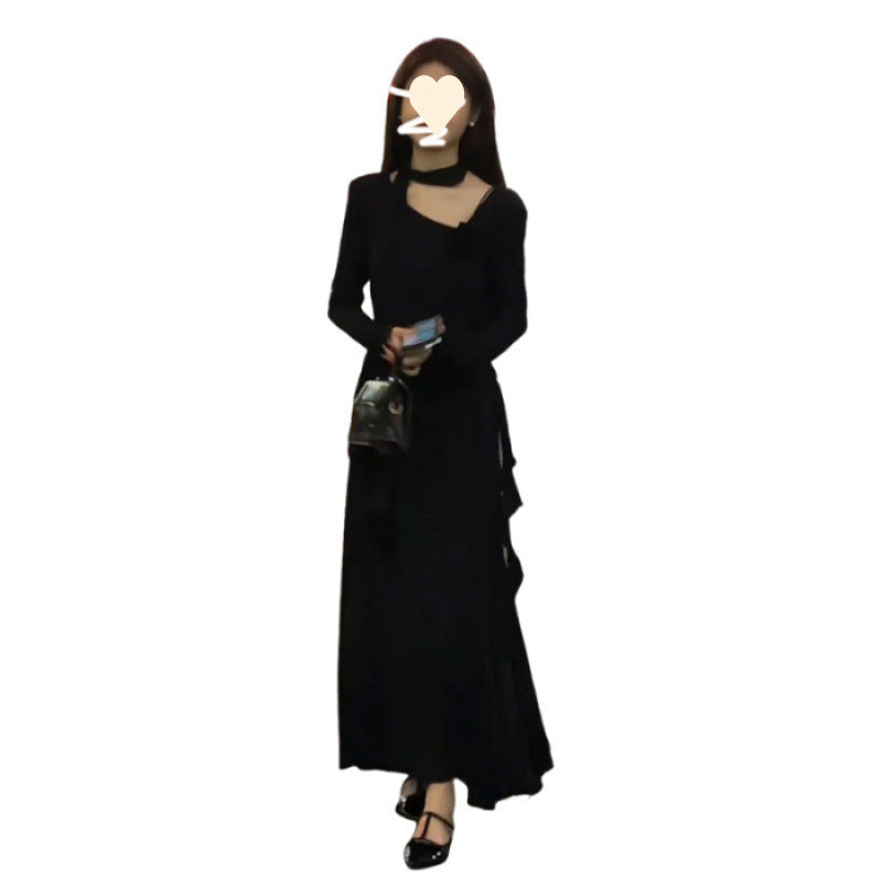 Style Long Sleeve Dress for Women, Elegant High-Waisted Long Dress Suit, Petite Friendly
